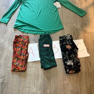 Lularoe outfit new with tag solid green lynnae large & os leggings you pick them